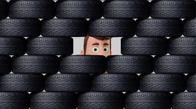 Kal looking through a tire wall